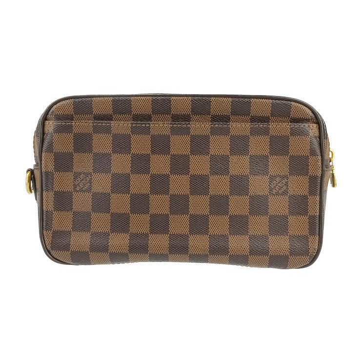 美品 LOUIS VUITTON ルイ ヴィトン セカンドバッグ ダミエ ポシェット サンポール N41219 エベヌ ゴールド金具 PVC レザー メンズ リストレット クラッチバッグ