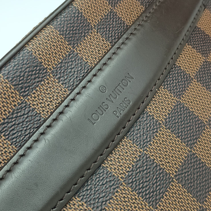 美品 LOUIS VUITTON ルイ ヴィトン セカンドバッグ ダミエ ポシェット サンポール N41219 エベヌ ゴールド金具 PVC レザー メンズ リストレット クラッチバッグ