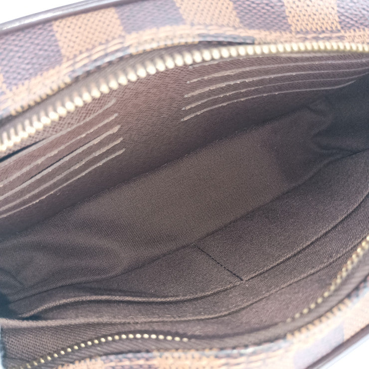 美品 LOUIS VUITTON ルイ ヴィトン セカンドバッグ ダミエ ポシェット サンポール N41219 エベヌ ゴールド金具 PVC レザー メンズ リストレット クラッチバッグ