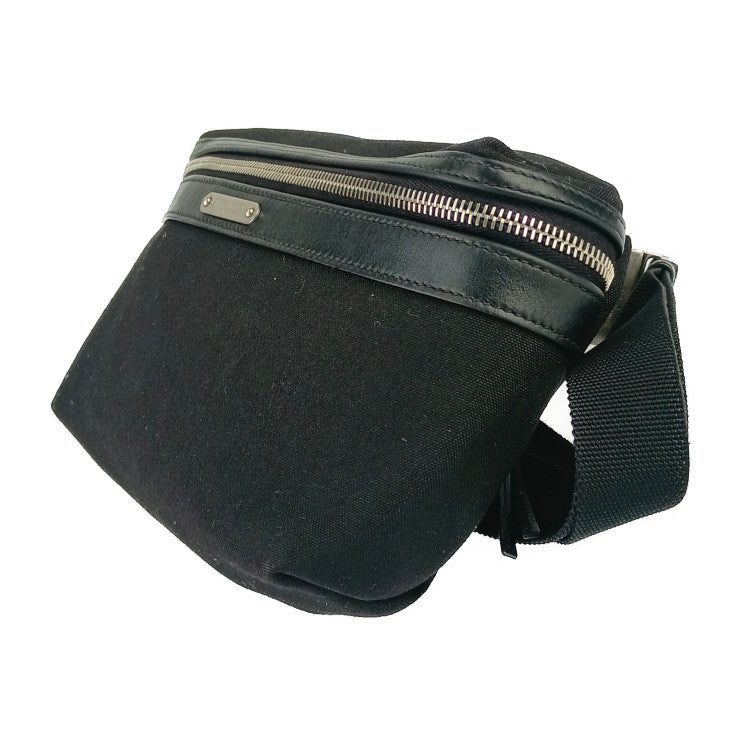 美品 SAINT LAURENT PARIS サンローラン パリ ウエストバッグ シティ ベルトバッグ 505973 ブラック キャンバス レザー メンズ