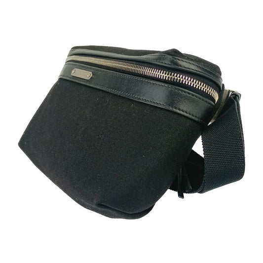 美品 SAINT LAURENT PARIS サンローラン パリ ウエストバッグ シティ ベルトバッグ 505973 ブラック キャンバス レザー メンズ