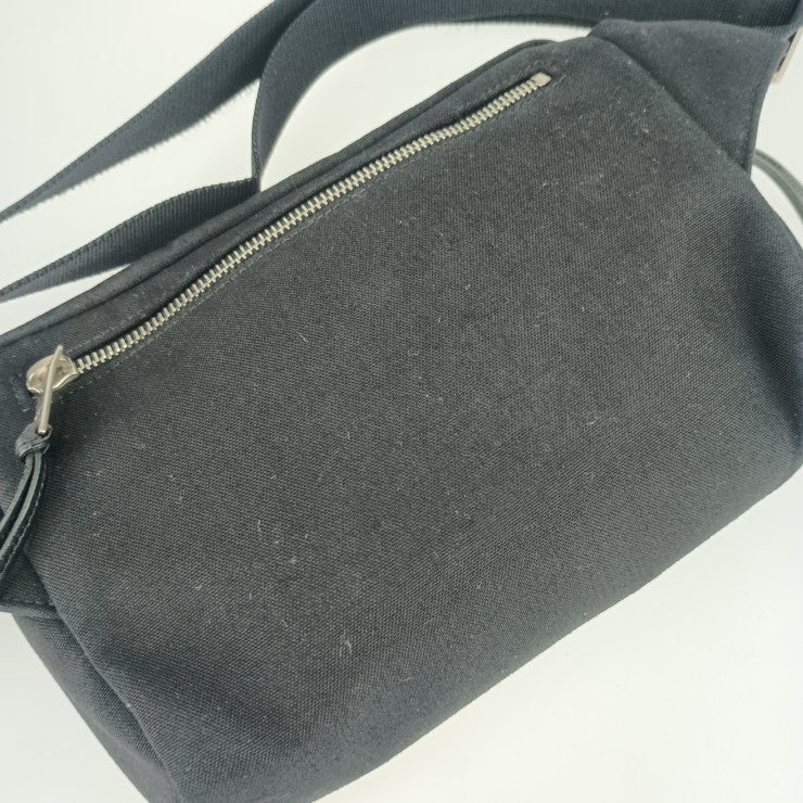 美品 SAINT LAURENT PARIS サンローラン パリ ウエストバッグ シティ ベルトバッグ 505973 ブラック キャンバス レザー メンズ