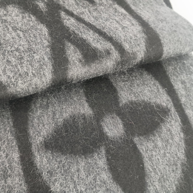 美品 LOUIS VUITTON ルイ ヴィトン マフラー エシャルプ・カーディフ M72202 ブラック グレー ウール75% アンゴラ25% メンズ ロゴ フリンジ