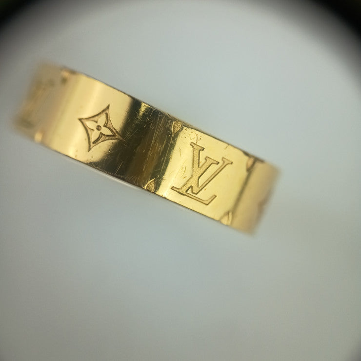 LOUIS VUITTON ルイ ヴィトン 指輪 リング バーグ ナノグラム M00211 ゴールド シルバー メタル ラッカー ラインストーン レディース