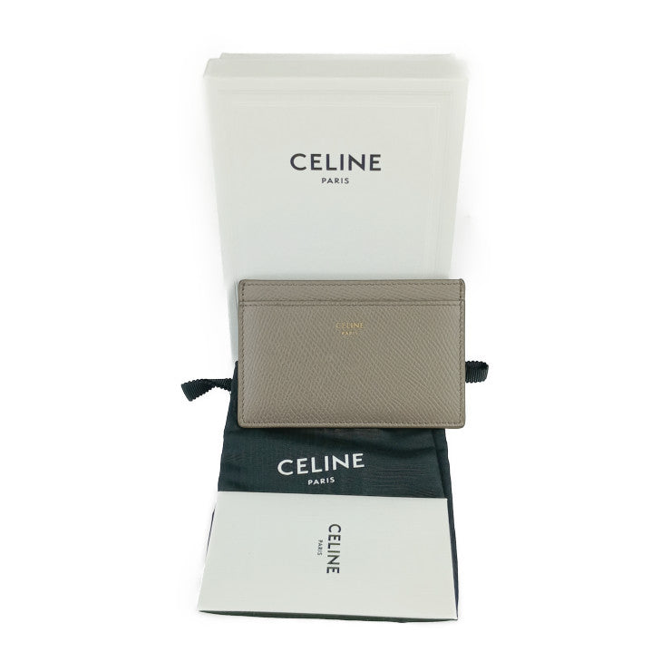 美品 CELINE セリーヌ カードケース プレーン カードホルダー 10B703BEL.10BL グレー系 グレインドカーフスキン ユニセックス 名刺入れ パスケース