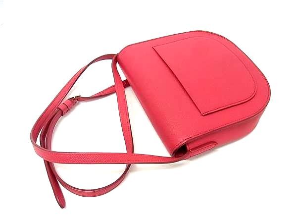 CELINE セリーヌ ショルダーバッグ トロッター スモール ピンクレッド系 レザー レディース フューシャピンク シルバー金具 美品