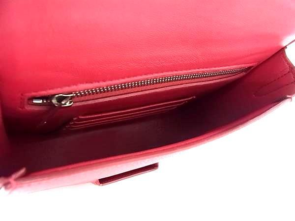 CELINE セリーヌ ショルダーバッグ トロッター スモール ピンクレッド系 レザー レディース フューシャピンク シルバー金具 美品