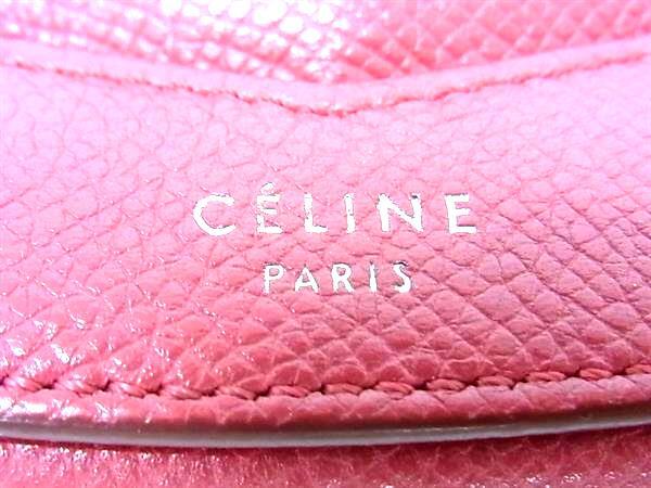 CELINE セリーヌ ショルダーバッグ トロッター スモール ピンクレッド系 レザー レディース フューシャピンク シルバー金具 美品