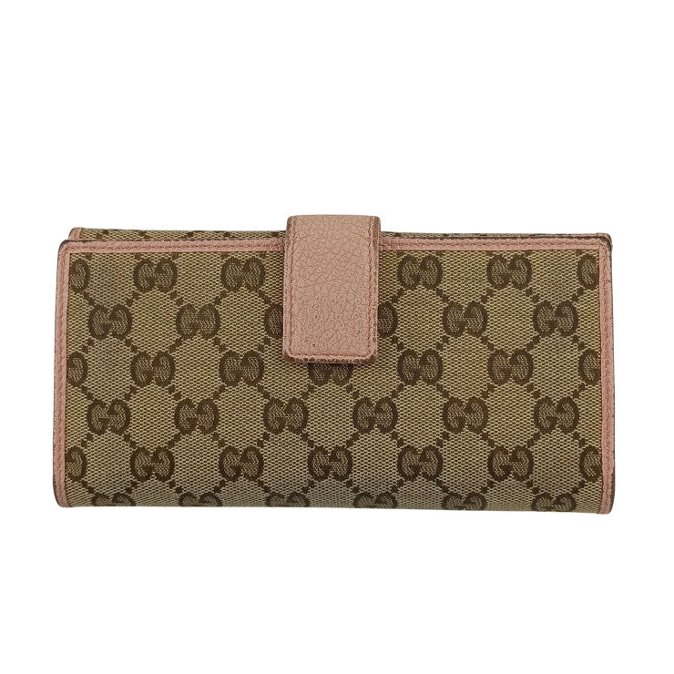 GUCCI グッチ 財布 Wホック 二つ折り長財布 231841 べージ系 ピンク系 GGキャンバス×レザー レディース