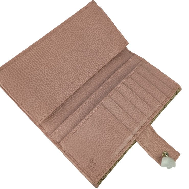 GUCCI グッチ 財布 Wホック 二つ折り長財布 231841 べージ系 ピンク系 GGキャンバス×レザー レディース