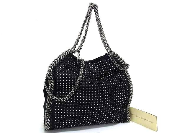 STELLA McCARTNEY ステラ マッカートニー ハンドバッグ ファラベラ ブラック シルバー エコレザー レディース スタッズ 2WAY シルバー金具 美品