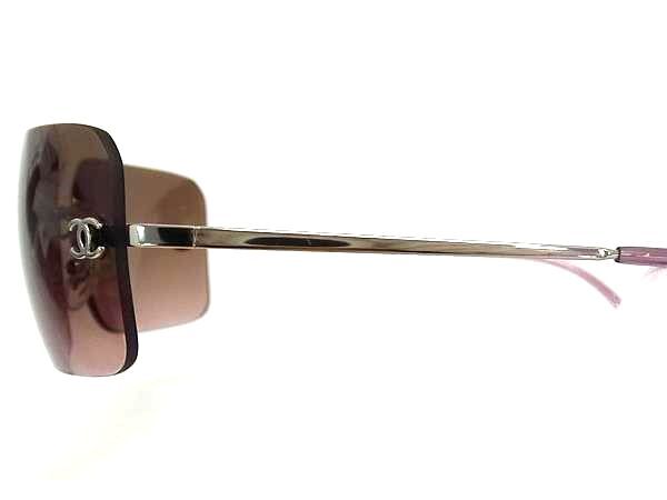 CHANEL シャネル サングラス ココマーク 4017 シルバー パープル クリアブラウン メタル ユニセックス 美品
