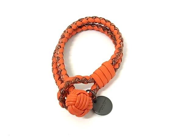 BOTTEGA VENETA ボッテガヴェネタ ブレスレット イントレチャート アイヤーズ オレンジ レザー パイソン ユニセックス 美品