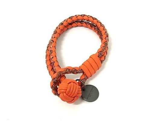 BOTTEGA VENETA ボッテガヴェネタ ブレスレット イントレチャート アイヤーズ オレンジ レザー パイソン ユニセックス 美品