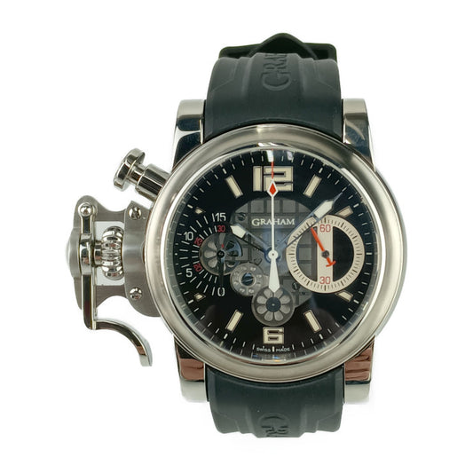 美品 GRAHAM グラハム 腕時計 クロノファイター R・A・C スケルトン リミテッド 2CRBS.BK1A.K25B シルバー ブラック ステンレス ラバー メンズ 世界限定200本 自動巻き