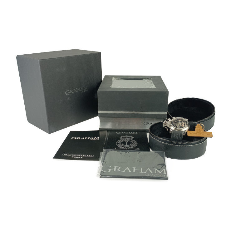 美品 GRAHAM グラハム 腕時計 クロノファイター R・A・C スケルトン リミテッド 2CRBS.BK1A.K25B シルバー ブラック ステンレス ラバー メンズ 世界限定200本 自動巻き