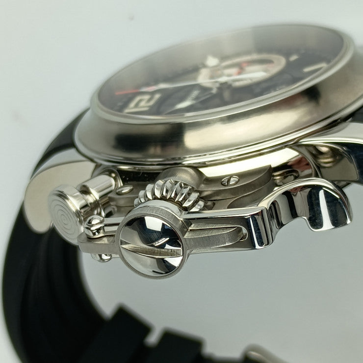 美品 GRAHAM グラハム 腕時計 クロノファイター R・A・C スケルトン リミテッド 2CRBS.BK1A.K25B シルバー ブラック ステンレス ラバー メンズ 世界限定200本 自動巻き