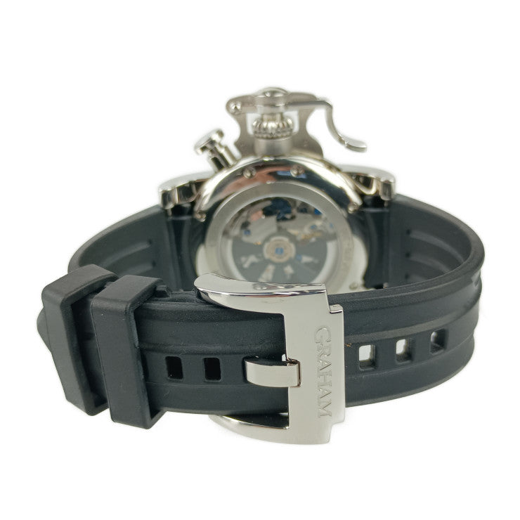 美品 GRAHAM グラハム 腕時計 クロノファイター R・A・C スケルトン リミテッド 2CRBS.BK1A.K25B シルバー ブラック ステンレス ラバー メンズ 世界限定200本 自動巻き