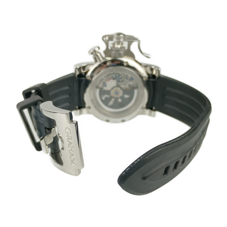 美品 GRAHAM グラハム 腕時計 クロノファイター R・A・C スケルトン リミテッド 2CRBS.BK1A.K25B シルバー ブラック ステンレス ラバー メンズ 世界限定200本 自動巻き