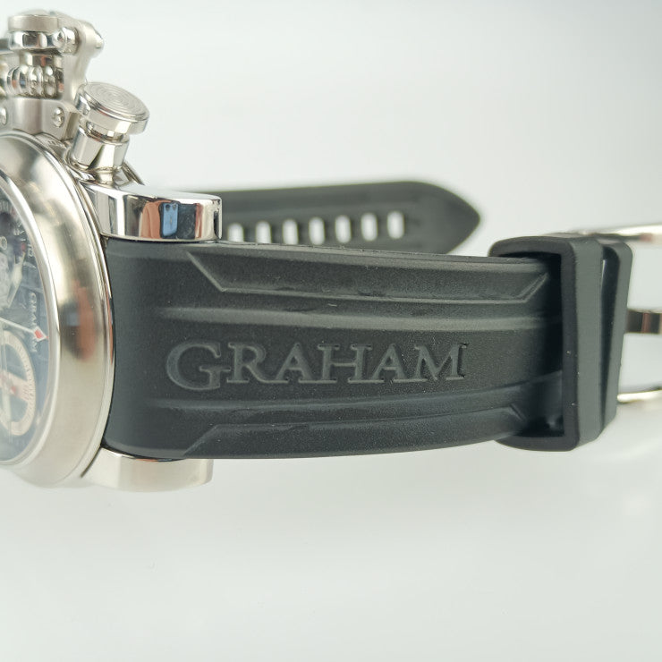 美品 GRAHAM グラハム 腕時計 クロノファイター R・A・C スケルトン リミテッド 2CRBS.BK1A.K25B シルバー ブラック ステンレス ラバー メンズ 世界限定200本 自動巻き