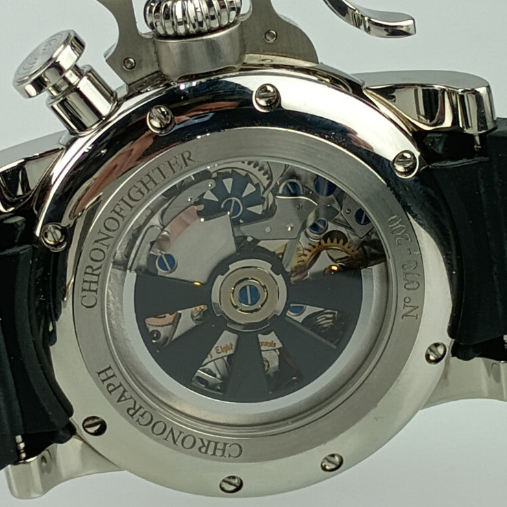 美品 GRAHAM グラハム 腕時計 クロノファイター R・A・C スケルトン リミテッド 2CRBS.BK1A.K25B シルバー ブラック ステンレス ラバー メンズ 世界限定200本 自動巻き