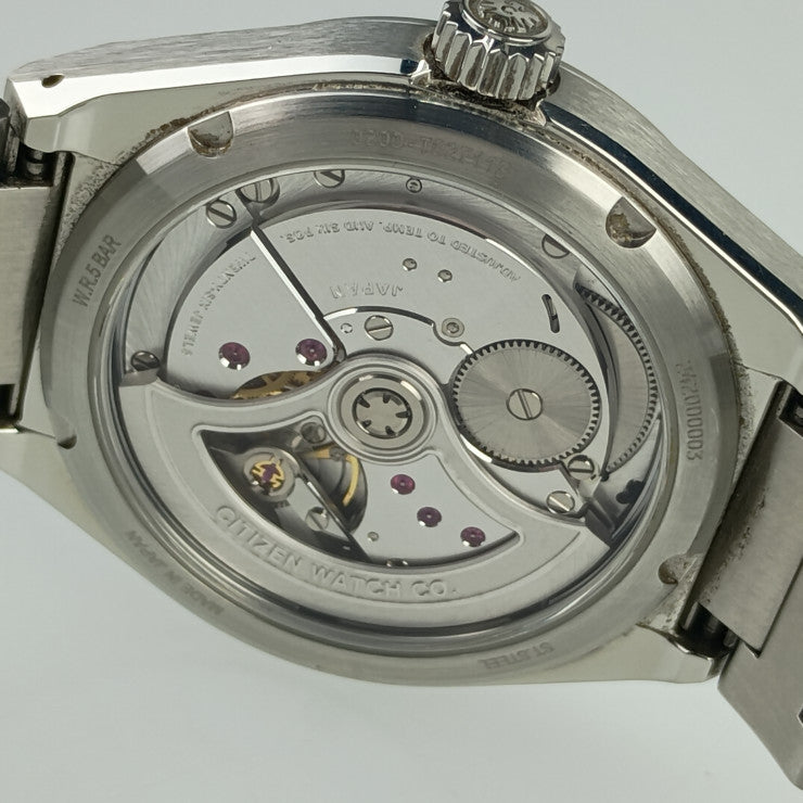 美品 CITIZEN シチズン 腕時計 ザ・シチズン メカニカルモデル NC0200-90E / 0200-T027113 シルバー ブラック文字盤 SS メンズ 特定店取扱モデル 裏スケ 自動巻き スモールセコンド