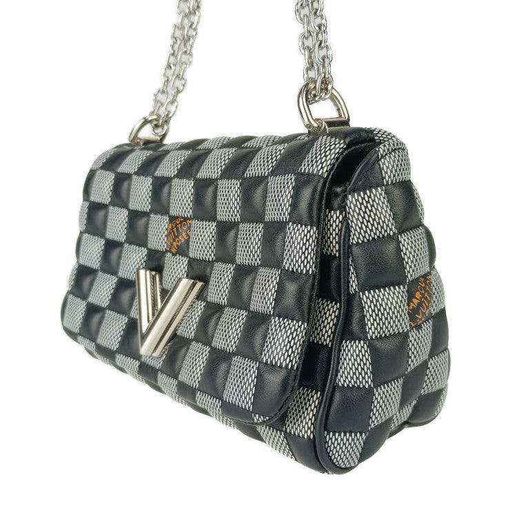 美品 LOUIS VUITTON ルイ ヴィトン ショルダーバッグ ダミエ ツイストBB N40221 ブラック ホワイト カーフレザー レディース ニコラ ジェスキエール