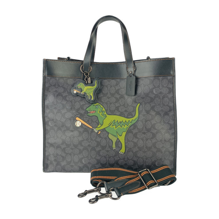 COACH コーチ トートバッグ レキシー プレイフィールド トート40 C4723 ブラック グレー PVC レザー ユニセックス 2WAY ショルダーバッグ シグネチャー