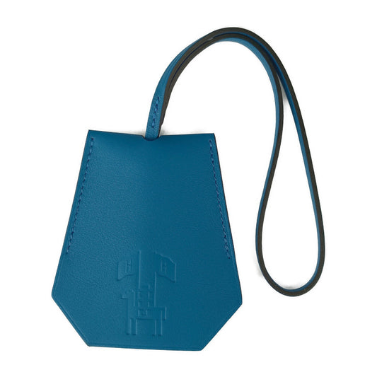 新品未使用展示品 HERMES エルメス バッグチャーム クロシェット イヤーズギフト2024 - ブルー系 ヴォースイフト ユニセックス VIP会員限定品 キーリング シルバー金具