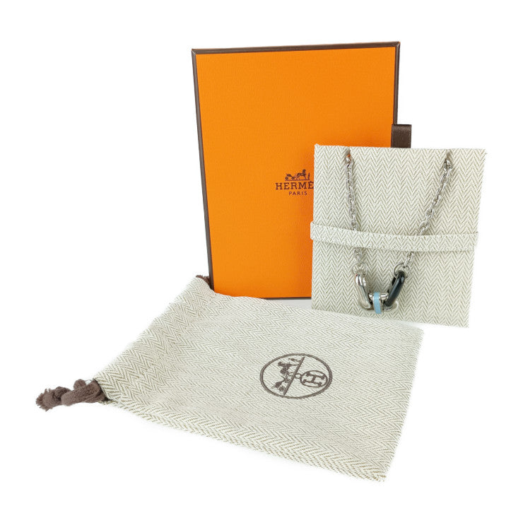 新品未使用展示品 HERMES エルメス ネックレス マイヨン チェーン ネックレス 100042FP05 シルバー ブルー系 ダークブラウン系 メタル ラッカー バッファローホーン ユニセックス