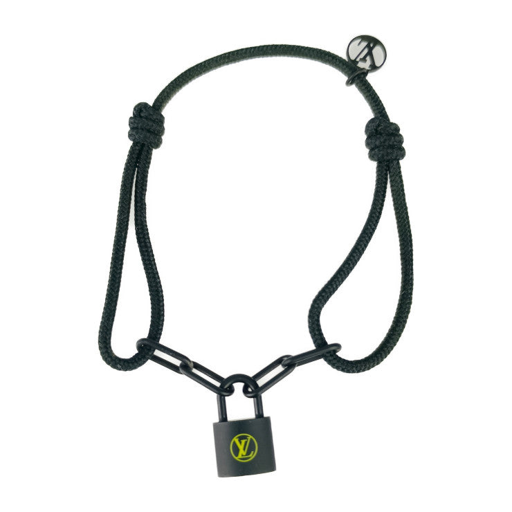 美品 LOUIS VUITTON ルイ ヴィトン ブレスレット シルバー・ロックイット ヴァージル・アブロー Q05270 ノワールプロフォン チタン リサイクルナイロン メンズ ブラック