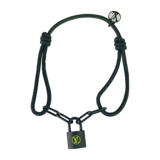 美品 LOUIS VUITTON ルイ ヴィトン ブレスレット シルバー・ロックイット ヴァージル・アブロー Q05270 ノワールプロフォン チタン リサイクルナイロン メンズ ブラック