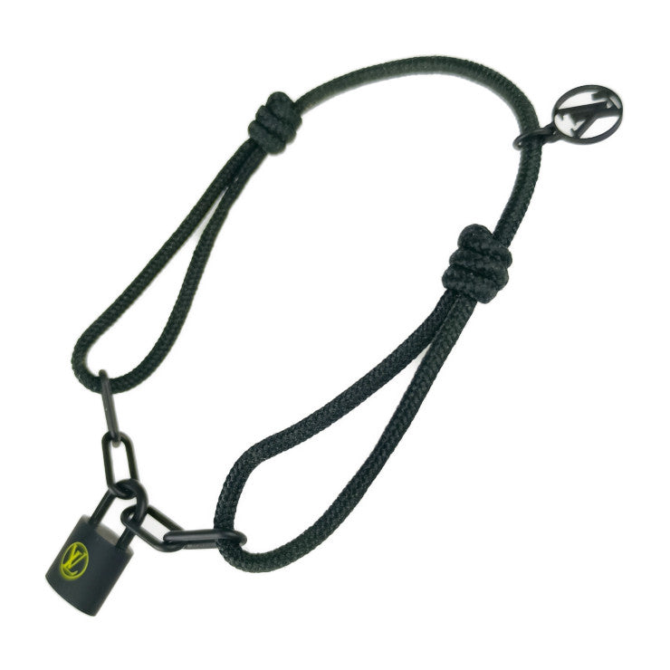 美品 LOUIS VUITTON ルイ ヴィトン ブレスレット シルバー・ロックイット ヴァージル・アブロー Q05270 ノワールプロフォン チタン リサイクルナイロン メンズ ブラック