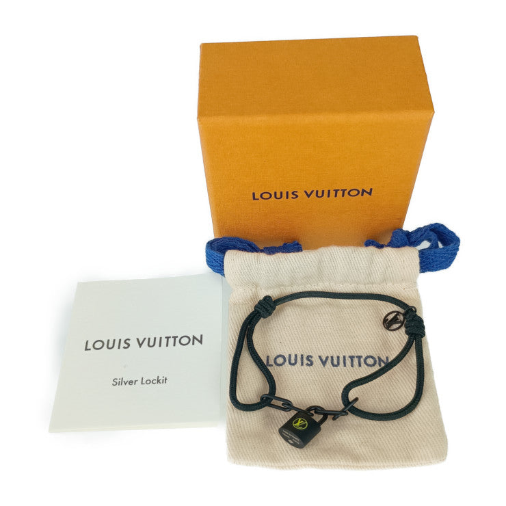 美品 LOUIS VUITTON ルイ ヴィトン ブレスレット シルバー・ロックイット ヴァージル・アブロー Q05270 ノワールプロフォン チタン リサイクルナイロン メンズ ブラック
