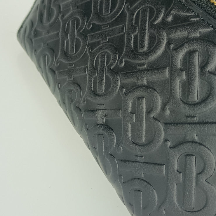 新古未使用展示品 BURBERRY バーバリー 長財布 ジップウォレット TBモノグラム 8011601 ブラック エンボスレザー レディース ラウンドファスナー ゴールド金具