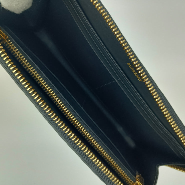 新古未使用展示品 BURBERRY バーバリー 長財布 ジップウォレット TBモノグラム 8011601 ブラック エンボスレザー レディース ラウンドファスナー ゴールド金具