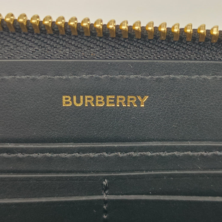 新古未使用展示品 BURBERRY バーバリー 長財布 ジップウォレット TBモノグラム 8011601 ブラック エンボスレザー レディース ラウンドファスナー ゴールド金具