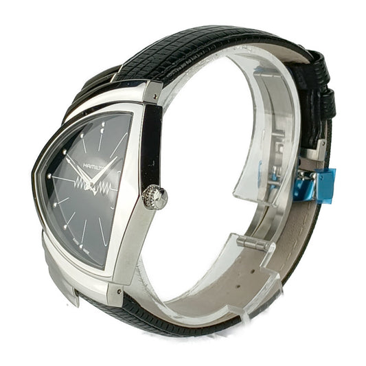 新品未使用展示品 HAMILTON ハミルトン 腕時計 Ventura Quartz ベンチュラ クオーツ H24411732 シルバー ブラック ステンレス 型押しカウレザー メンズ