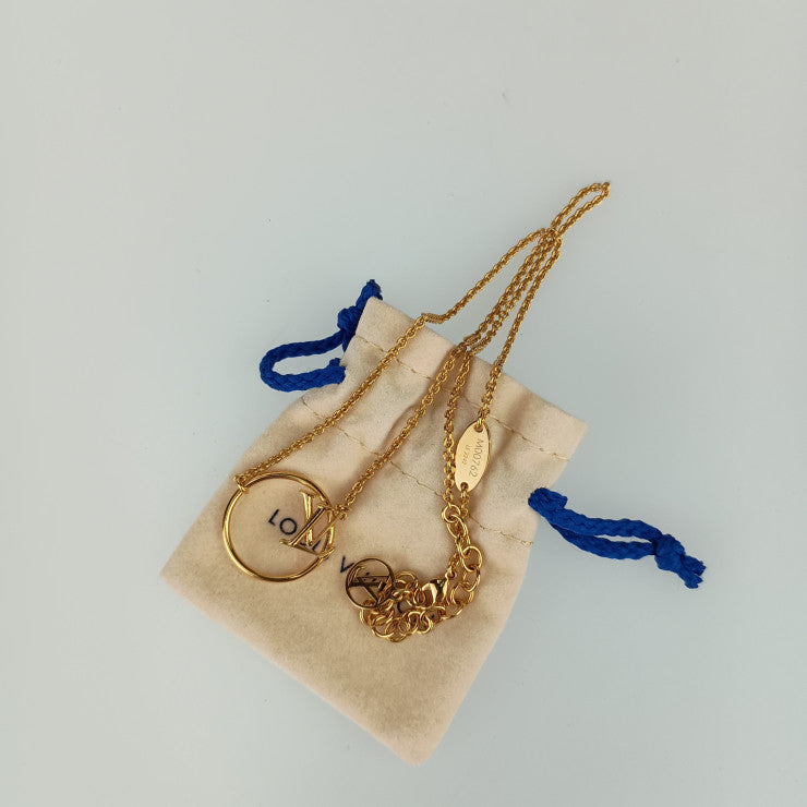 超美品 LOUIS VUITTON ルイ ヴィトン ネックレス LV エクリプス M00762 ゴールド メタル レディース アクセサリー