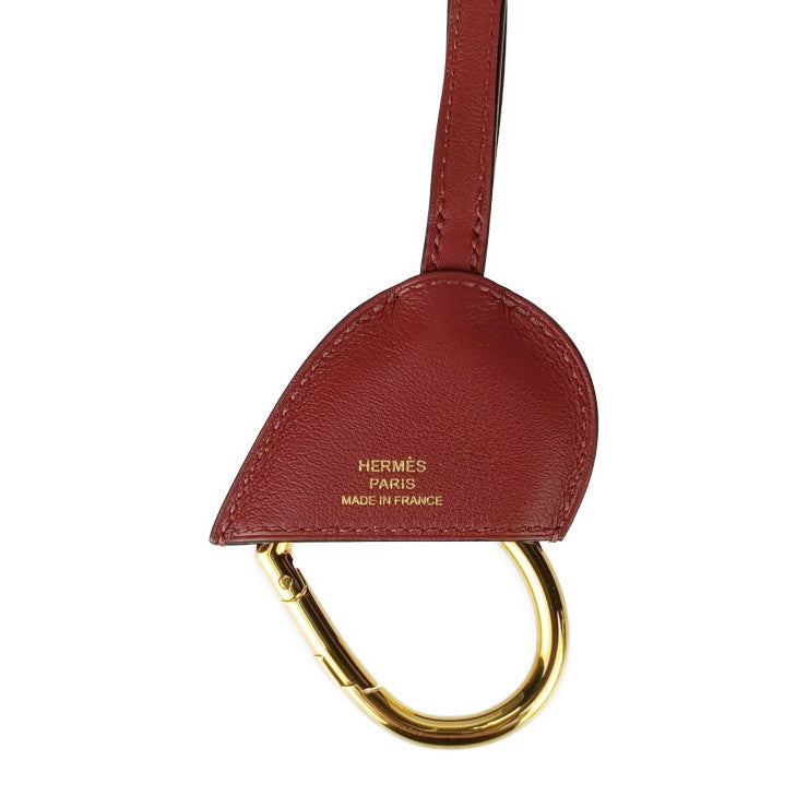 新古未使用展示品 HERMES エルメス ネックレス チョーカー クロシェット《オ・クール・デュ・フォーブル》 H500245FK ルージュグレナ ゴールド金具 ヴォー・スウィフト レディース ネックストラップ キーホルダー W刻印