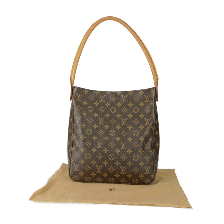 美品 LOUIS VUITTON ルイ ヴィトン ショルダーバッグ ルーピングGM M51145 ブラウン ゴールド金具 モノグラムキャンバス レザー レディース ワンショルダーバッグ