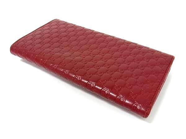 美品 GUCCI グッチ 長財布 マイクログッチシマ 449396 レッド系 グッチッシマ レザー ユニセックス GG柄