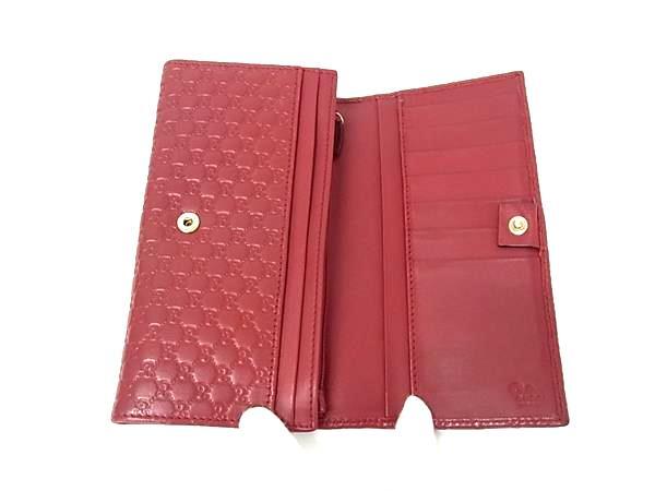 美品 GUCCI グッチ 長財布 マイクログッチシマ 449396 レッド系 グッチッシマ レザー ユニセックス GG柄
