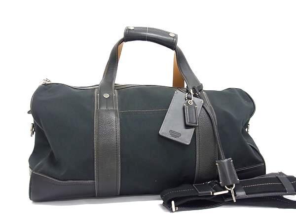 美品 COACH コーチ ボストンバッグ 5050 ブラック系 ナイロン×レザー ユニセックス 斜め掛け 2WAY