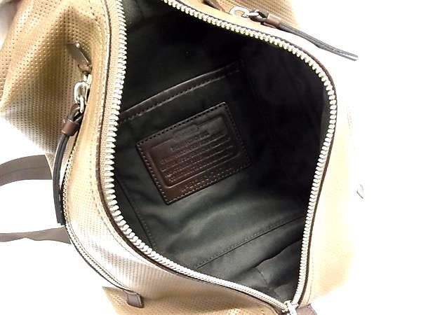 美品 COACH コーチ ボディバッグ 70716 ブラウン系 レザー メンズ パンチング クロスボディ