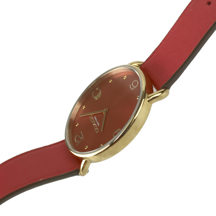 COACH コーチ 腕時計 エリオット CA.158.7.34.2339 レッド ゴールド GP レザー ユニセックス 美品