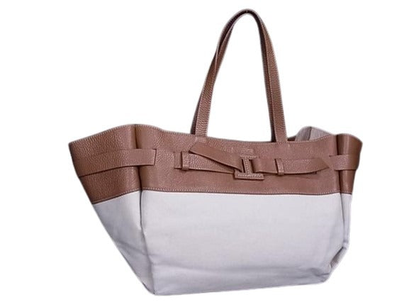 IACUCCI イアクッチ ハンドバッグ - ベージュ ブラウン キャンバス×レザー レディース 美品