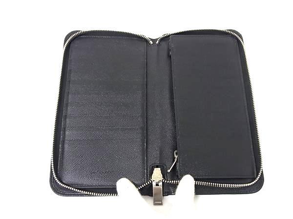 SAINT LAURENT サンローラン 財布 328558 ブラック レザー ユニセックス ラウンドファスナー 長財布 シルバー金具 美品