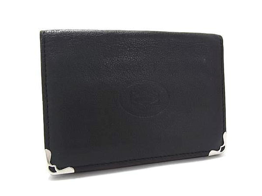 Cartier カルティエ カードケース マストライン - ブラック ボルドー レザー メンズ シルバー金具 美品