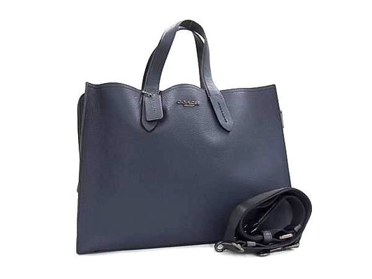 COACH コーチ ビジネスバッグ チャーリー ブリーフ ケース イン レザー ウィズ シグネチャー ブロッキング 76201 ネイビー グレー レザー PVC メンズ 2WAY 超美品